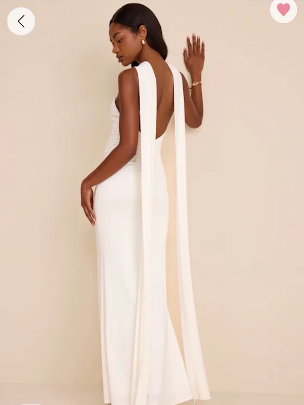 Lulu's Ivory Ruched Halter Gown - Picture 2 of 6